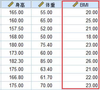 如何用SPSS計算個人BMI值？