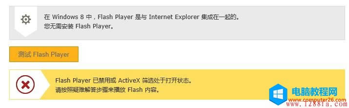 Windows8.1 Flash Player ʹòˣFlash Player ѽû ActiveX Yx̎ڴ_Bվ
