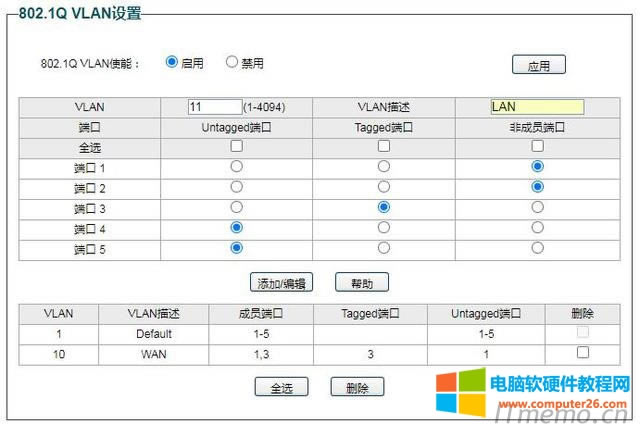 OWLAN,VLAN̖11VLANLAN,Untagged˿ڞ4.5Tagged˿ڞ3
