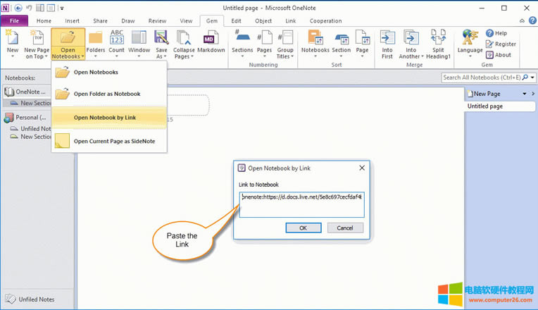 用戶 B: 在 OneNote 2010 中使用用鏈接打開筆記本功能