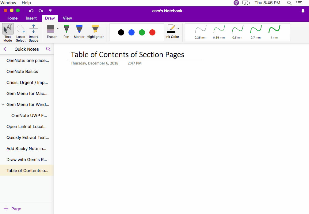 ʹ䌚ˆ΁o OneNote for Mac ǰօ^бĿ䛴V