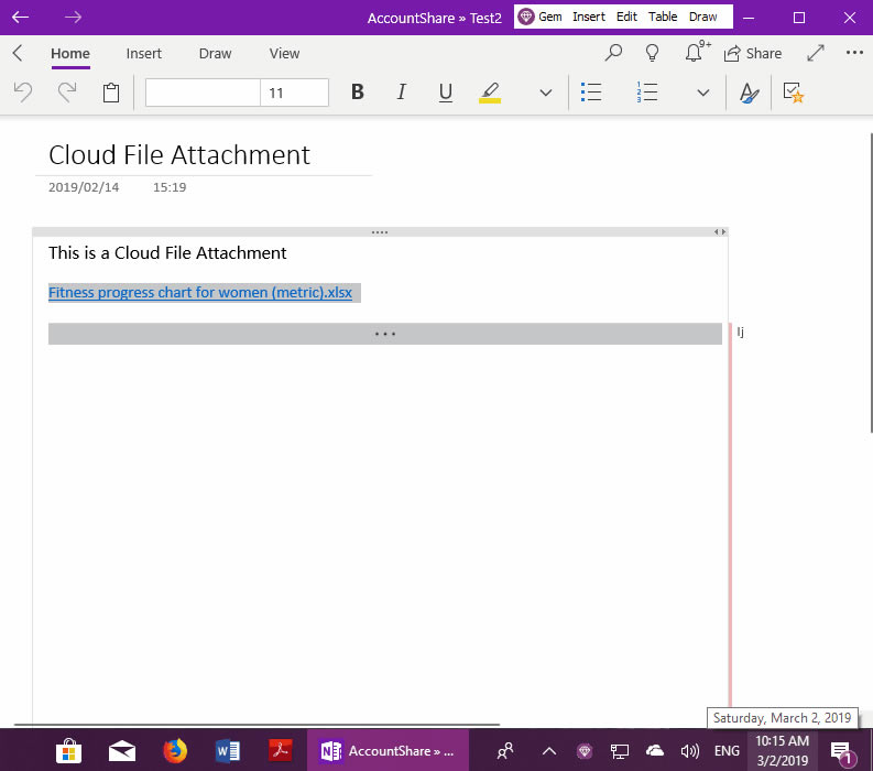 珍寶菜單提供直接使用本地軟件打開 OneNote for Windows 10 的云附件進行編輯