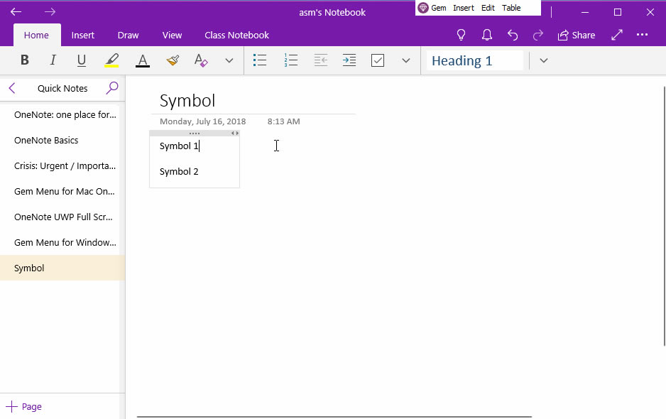 ʹ䌚ˆ Gem Menu for OneNote UWP IPϛ]еķ̖ OneNote for Windows 10 