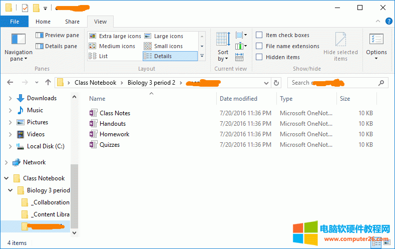 OneNote 課堂筆記本的本地文件
