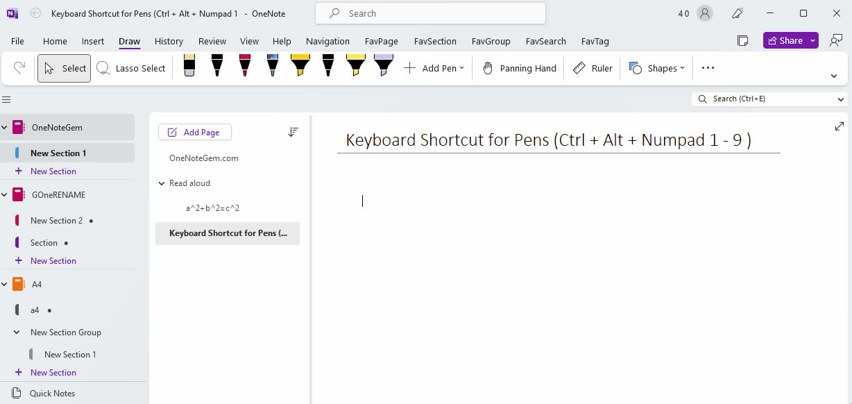 ʹ OneNote Gem – Favorites ṩĿIГQ OneNote 2021 еͮP