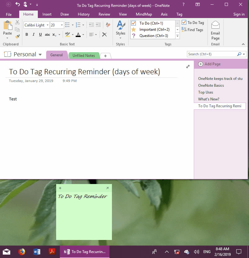 ʹ OneNote Reminder OôkֻڹM