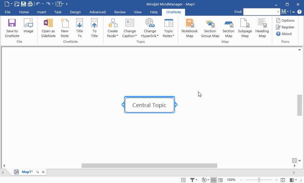 快速提取 OneNote 筆記為當前 MindManager 主題創建便箋