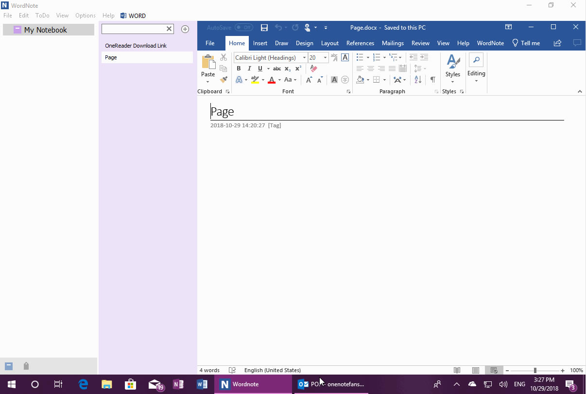 ʹ WordNote “؏”܁ֱîǰ؏ Outlook ]
