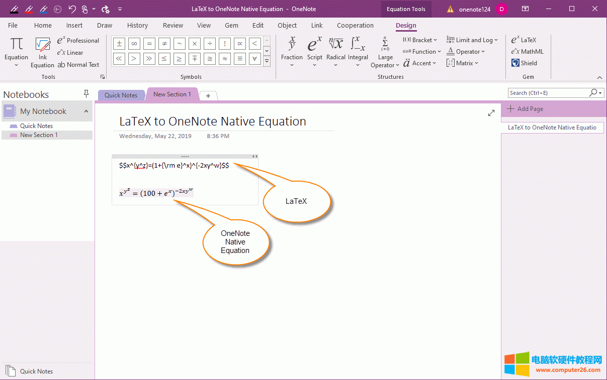OneNote 的原生公式