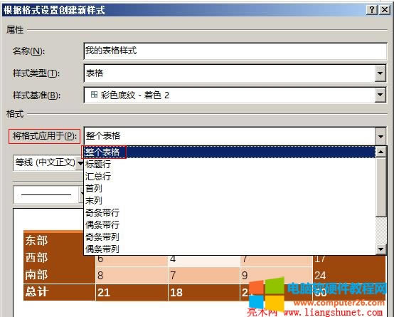 Word2016 表格將格式應用于
